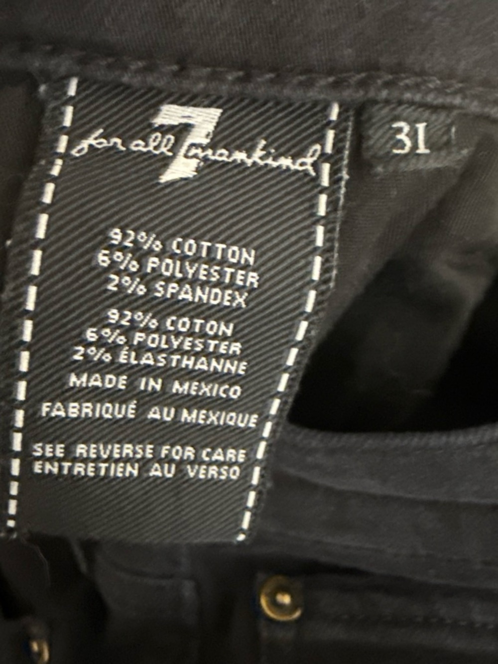 7 For All Mankind "Adrien" Slim Tapered Jeans Black, Size 31 - Picture 4 of 8